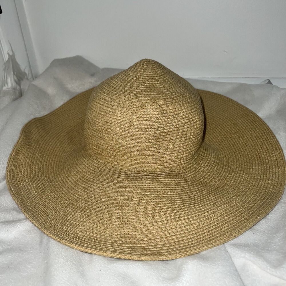 J.Crew Hat Wide Brim‎ Sun Floppy Womens One Size Natural Straw Beach Resort